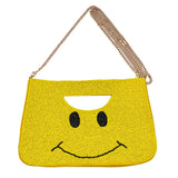 Smile Pointed Seed Beaded Tote / Crossbody Bag