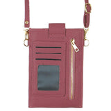 Solid Faux Leather Card Wallet Travel Neck Bag