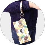 Faux Leather Tropical Fruits Pattern Keychain Bracelet Mini Pouch Bag