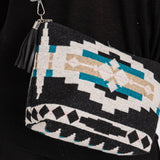 Aztec Patterned Tassel Crossbody Bag