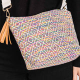 Aztec Patterned Tassel Crossbody Bag