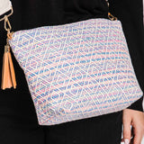 Aztec Patterned Tassel Crossbody Bag