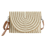 Color Striped Two Tone Straw Clutch / Crossbody Bag