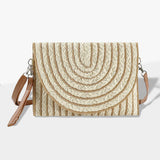 Color Striped Two Tone Straw Clutch / Crossbody Bag