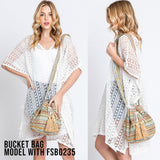 Geometric Pattern Bucket Bag