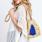 Solid Bucket Bag With Aztec Strap