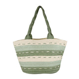 Striped Pattern Dotted line Detail Straw Bag