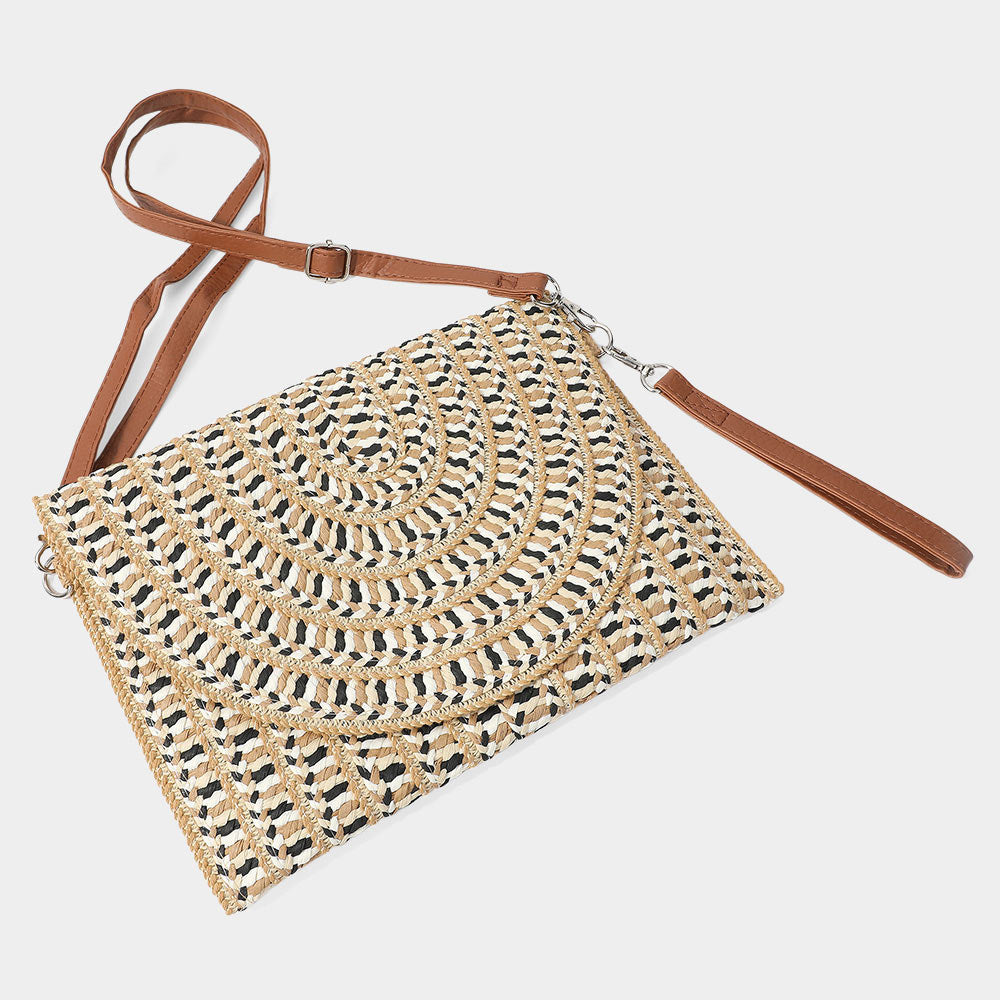 Multi Color Straw Clutch Bag / Crossbody Bag