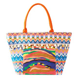 Boho Print Pom Pom Fringe Tote Bag