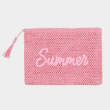SUMMER Embroidery Woven Straw Pouch Bag