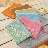 SUMMER Embroidery Woven Straw Pouch Bag