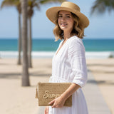 SUMMER Embroidery Woven Straw Pouch Bag