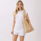 Round Bottom Handmade Strap Woven Straw Tote Bag