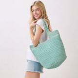 Round Bottom Handmade Strap Woven Straw Tote Bag