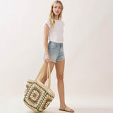 Vintage Granny Square Crochet Summer Tote Bag