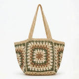 Vintage Granny Square Crochet Summer Tote Bag