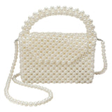 Pearl Beaded Top Handle Flap Hand Bag / Crossbody Bag