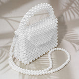 Pearl Beaded Top Handle Flap Hand Bag / Crossbody Bag