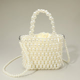 Pearl Beaded Top Handle Drawstring Pouch Handbag / Crossbody Bag