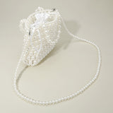 Pearl Beaded Top Handle Drawstring Pouch Handbag / Crossbody Bag