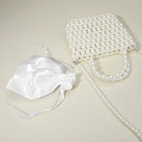 Pearl Beaded Top Handle Drawstring Pouch Handbag / Crossbody Bag
