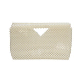 Pearl Beaded Open Top Clutch Bag