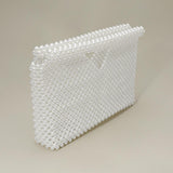Pearl Beaded Open Top Clutch Bag