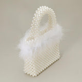 Feather Embellished Open Top Mini Tote Bag