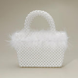 Feather Embellished Open Top Mini Tote Bag