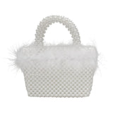 Feather Embellished Open Top Mini Tote Bag