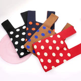 Polka Dot Patterned Knit Tote Bag