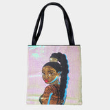Girl Sequin Faux Leather Shoulder Bag