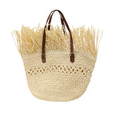 Woven Raffia Fringe Handbag / Tote Bag