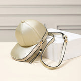 Solid Faux Leather Baseball Cap Crossbody Bag