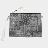 Paisley Patterned Wristlet Clutch / Crossbody Bag