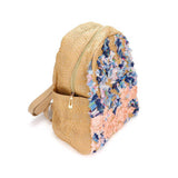 Fabric Flower Cluster Straw Backpack Bag