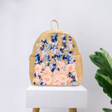 Fabric Flower Cluster Straw Backpack Bag