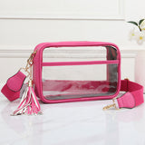 Faux Leather Transparent Rectangular Crossbody Bag