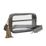 Faux Leather Transparent Rectangular Crossbody Bag