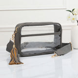 Faux Leather Transparent Rectangular Crossbody Bag