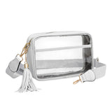 Faux Leather Transparent Rectangular Crossbody Bag
