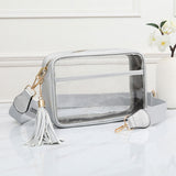 Faux Leather Transparent Rectangular Crossbody Bag