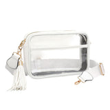 Faux Leather Transparent Rectangular Crossbody Bag
