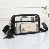 Faux Leather Transparent Rectangular Crossbody Bag