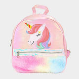 Fuzzy Unicorn Metallic Backpack Bag
