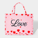 LOVE Message Heart Printed Tote Bag