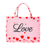 LOVE Message Heart Printed Tote Bag