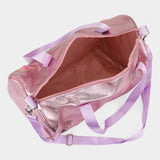 STUFF Message Metallic Top Handle Duffle Bag / Crossbody Bag