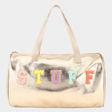 STUFF Message Metallic Top Handle Duffle Bag / Crossbody Bag
