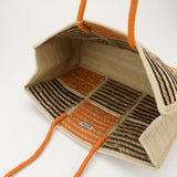 Woven Color Block Stripe Wooden Tassel Straw Tote Bag